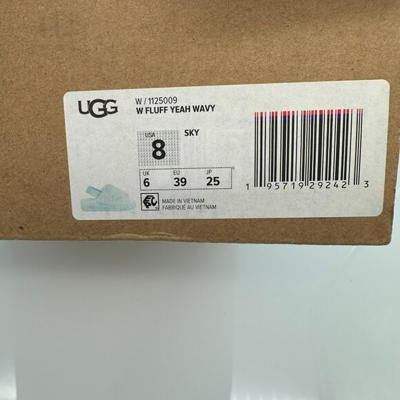 UGG‎ Women's Fluff Yeah Wavy Slide Sheepskin Slipper Sandals, Size 8, Sky Blue - Picture 12 of 12
